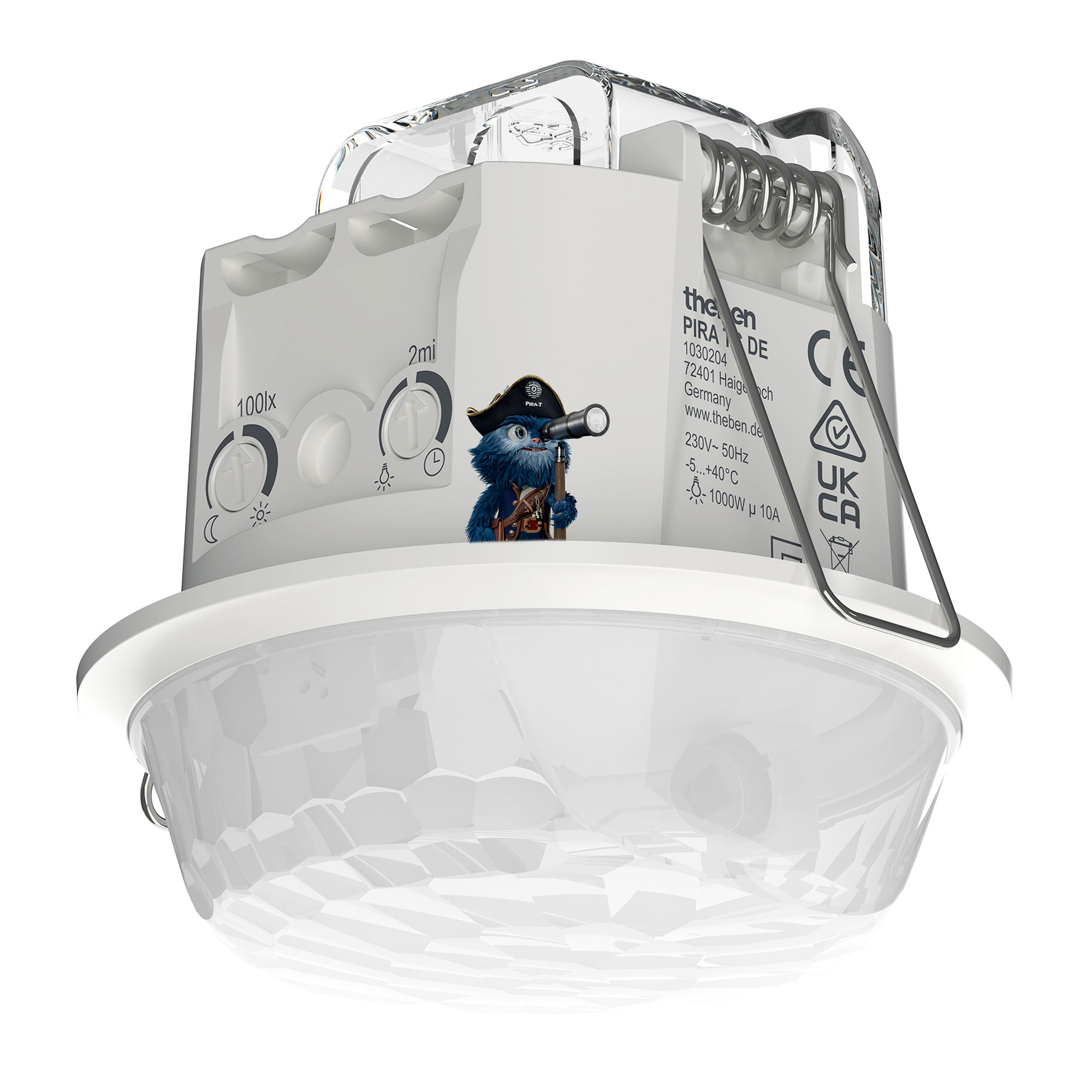 PIRA TC DE Bewegungsmelder Korridor, Decke innen 360° rechteckig, 25 x 3 m, 200 W LED 1030204