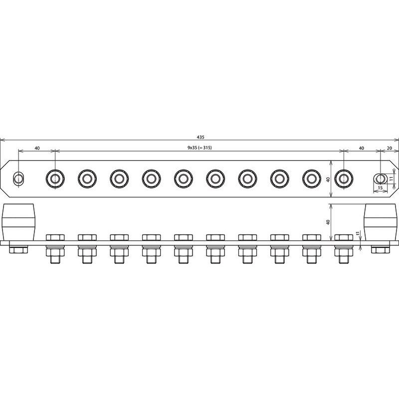 Potentialausgleichschiene PAS I 10AP M10 CU