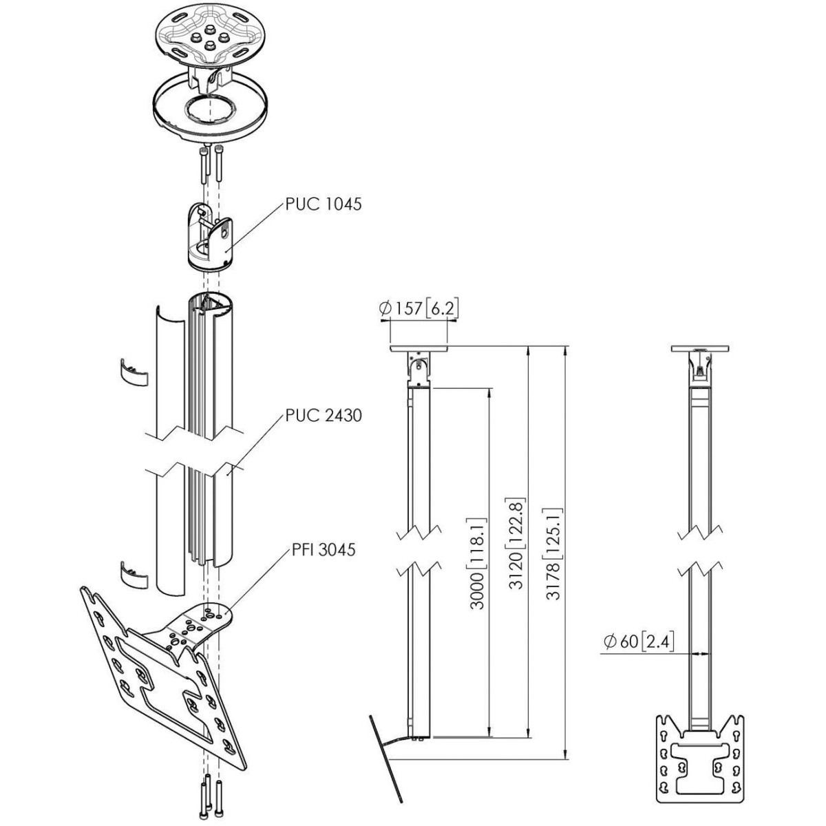 Einzelprofil VESA 200x200 CT243022 sw