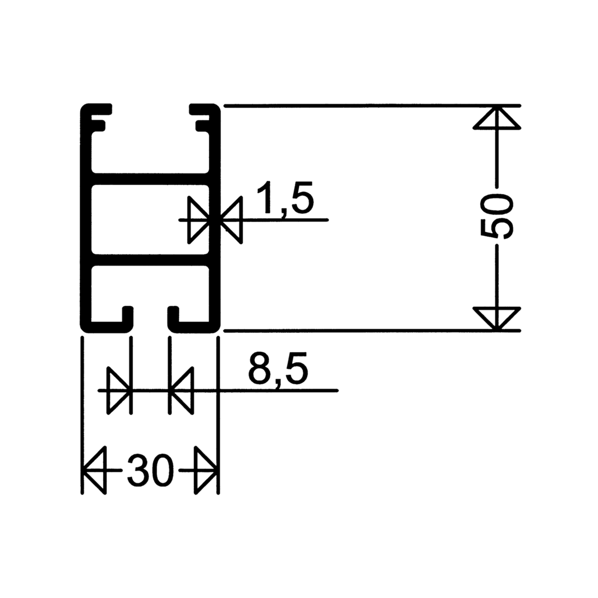 Alu-Tragschiene 2 M AL