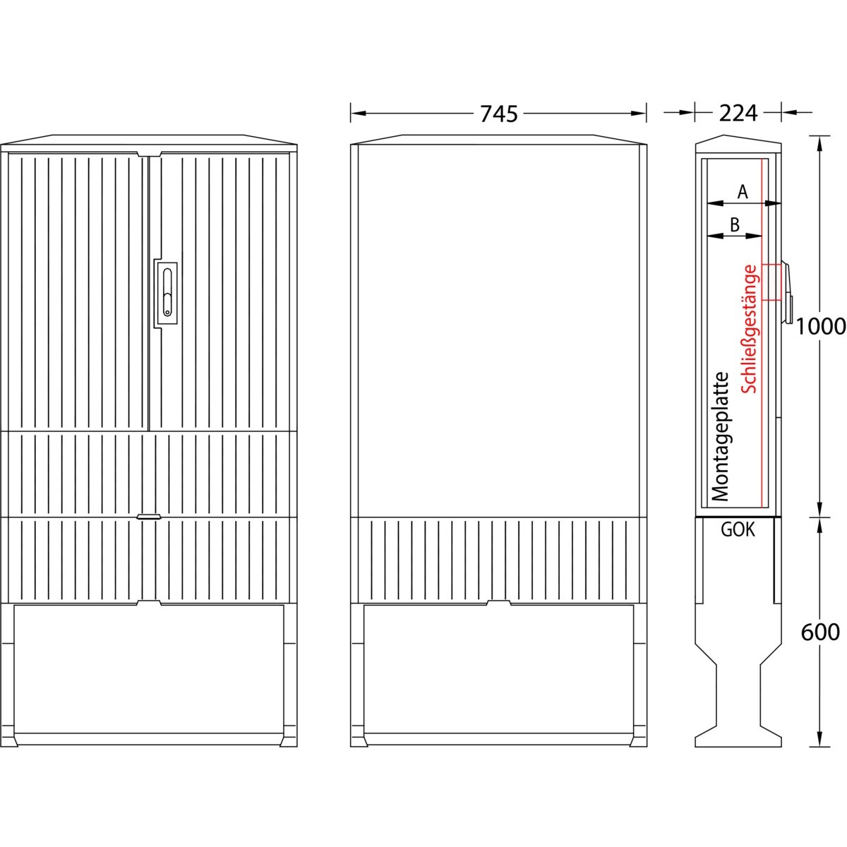 Leerschrank flach IP44 A100-M-1000