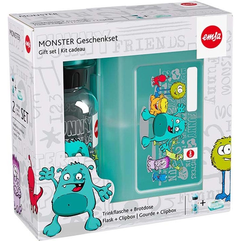 Trinkflasche+Brotdose KIDS SET MONSTER