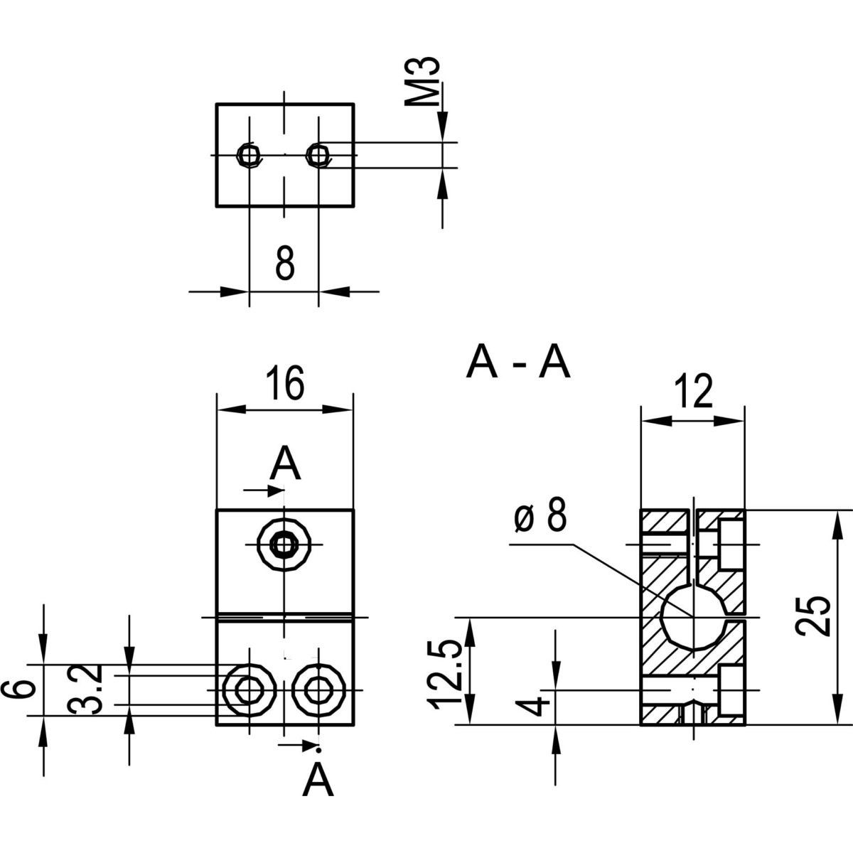 Faserhalterung MB 8mm