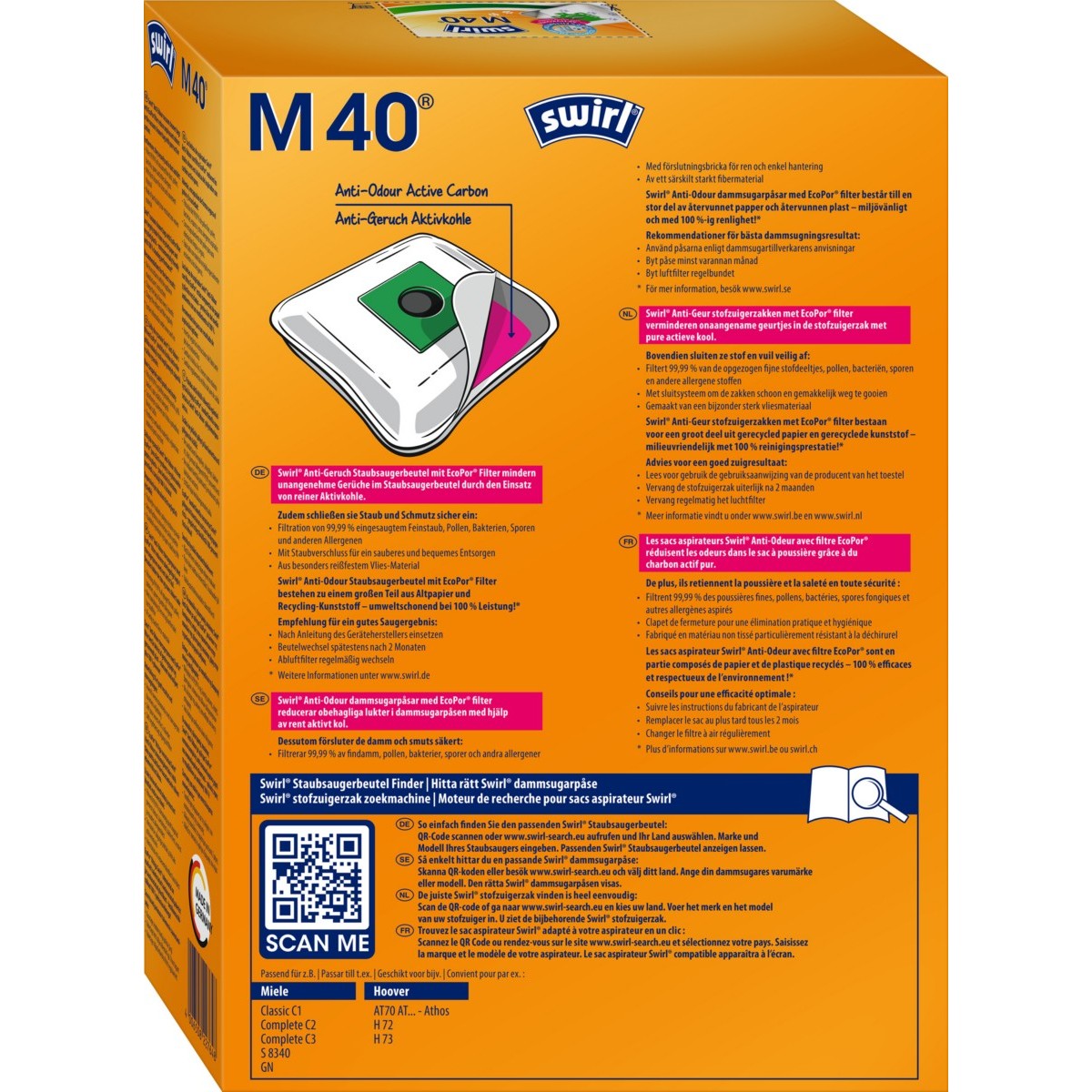 Staubbeutel M 40 Anti-Odour VE4