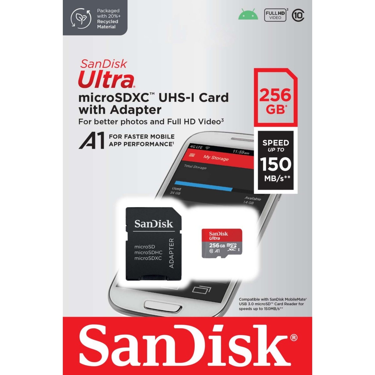 microSDXC Card 256GB SANDISK SDSQUAC-256G